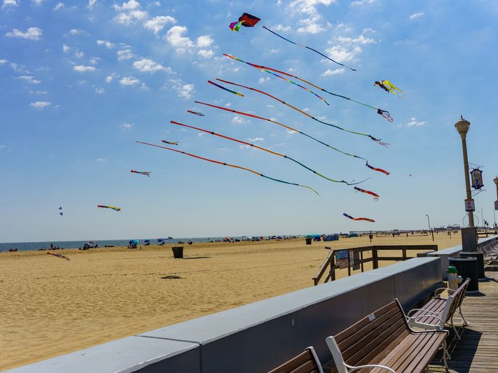Kites Flying at the Beach in Ocean City, MD