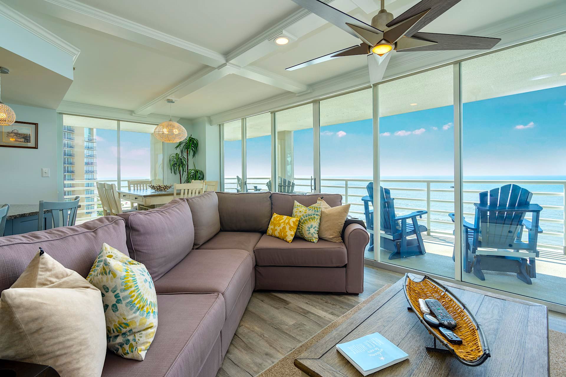 Living Room With Ocean Views in A Luxury Myrtle Beach Condo Rental