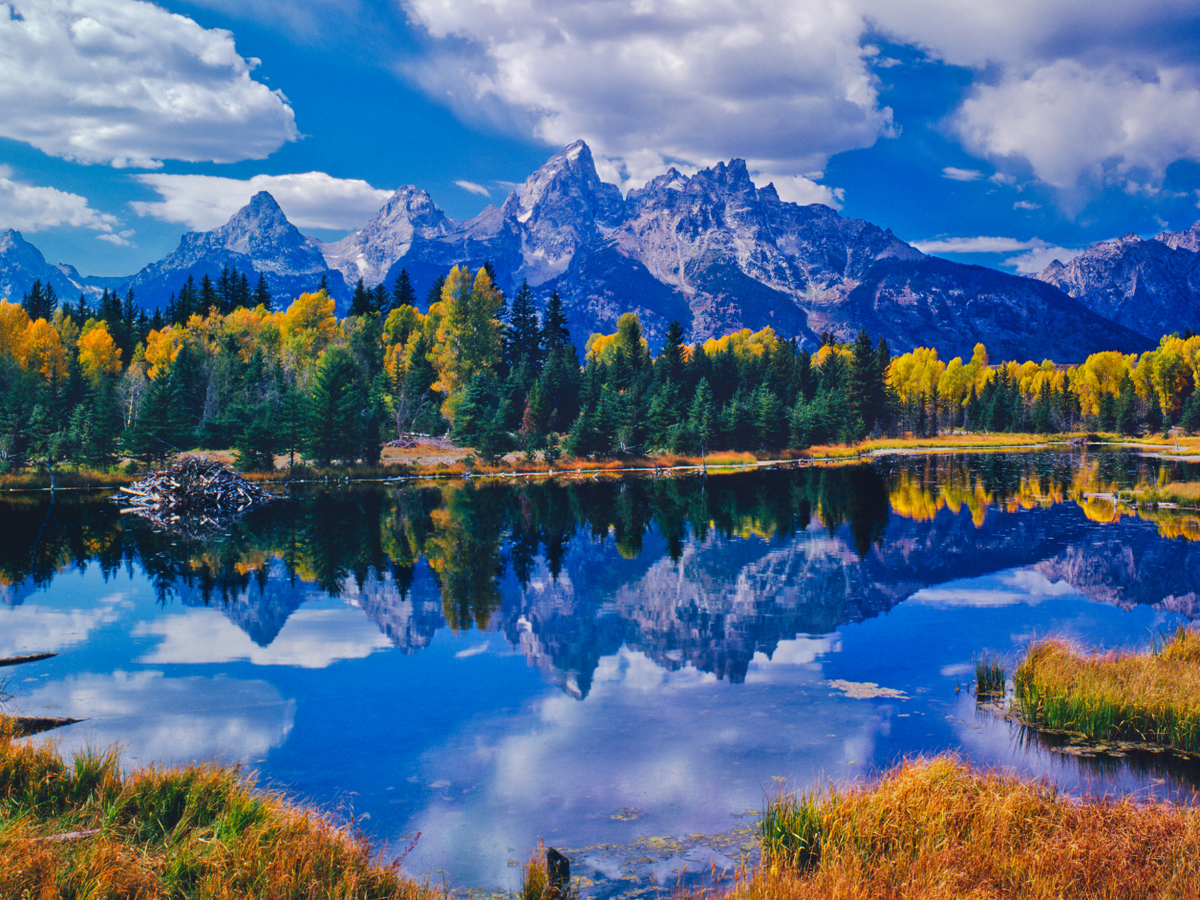 View of Lake and Mountains in Grand Tetons Park, WY