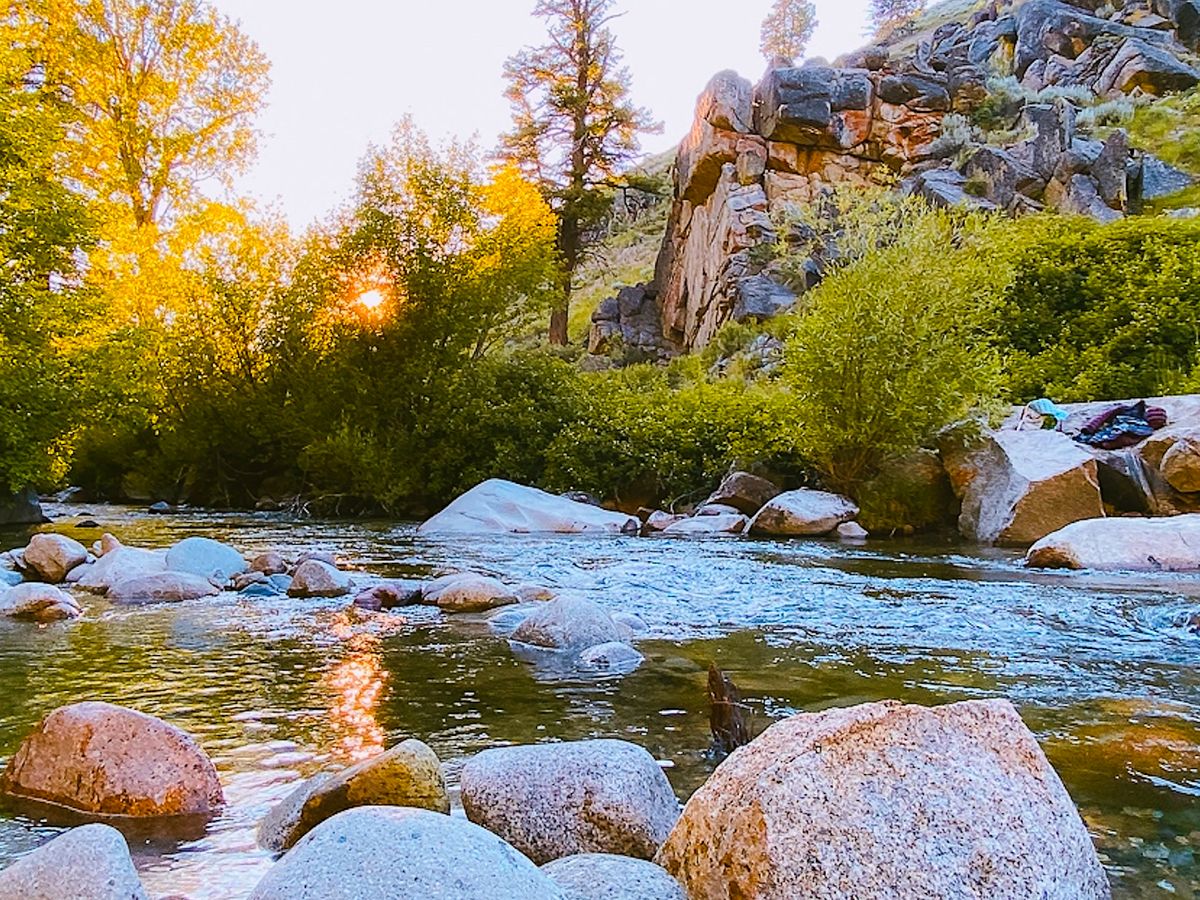View of Frenchman's Hot Springs and River in Sun Valley Idaho
