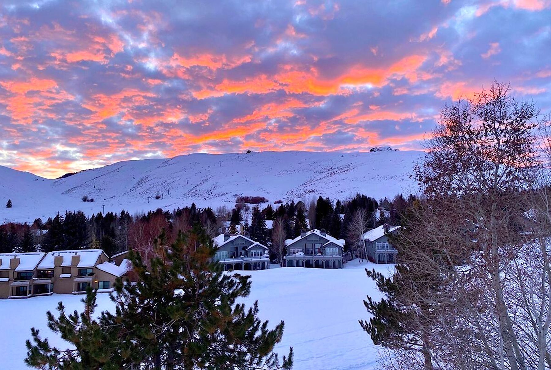 View of Ski Hill and Sunset from Sun Valley Idaho Vacation Rental