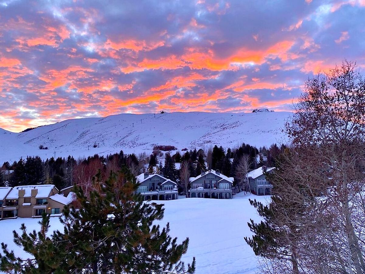 View of Ski Hill and Sunset from Sun Valley Idaho Vacation Rental