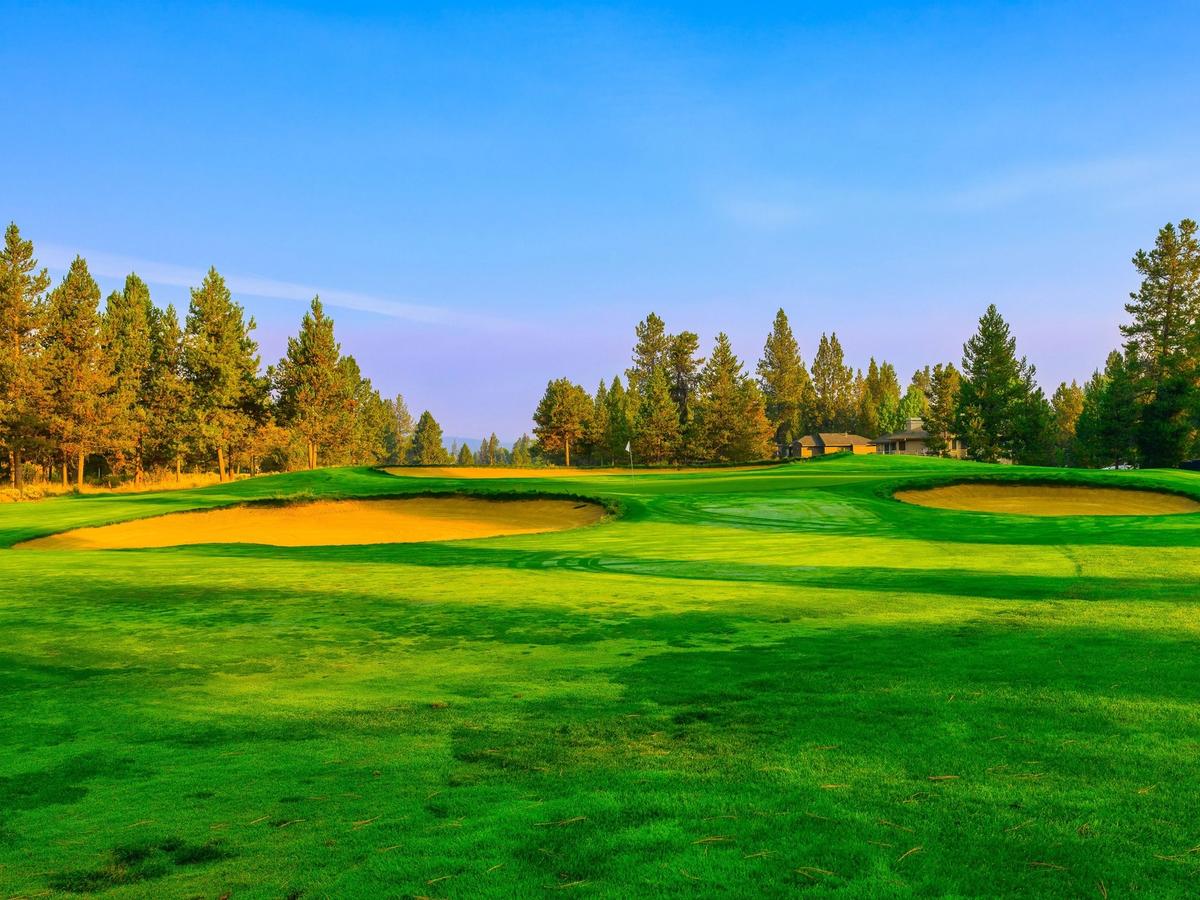 Sandtraps and Fairway At Sunriver Oregon Golf Course