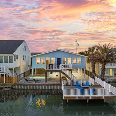 Nightime view of Charlie's Beach Retreat.