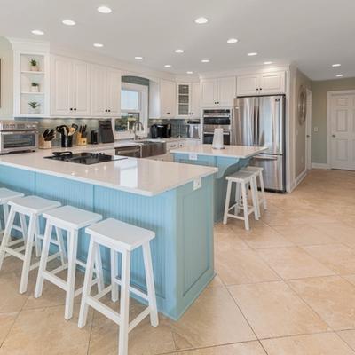 View of the kitchen in a Holden Beach vacation rental.