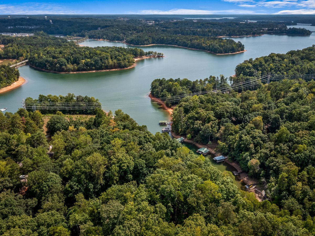 Aerial View of Lake Hartwell in Clemson, SC