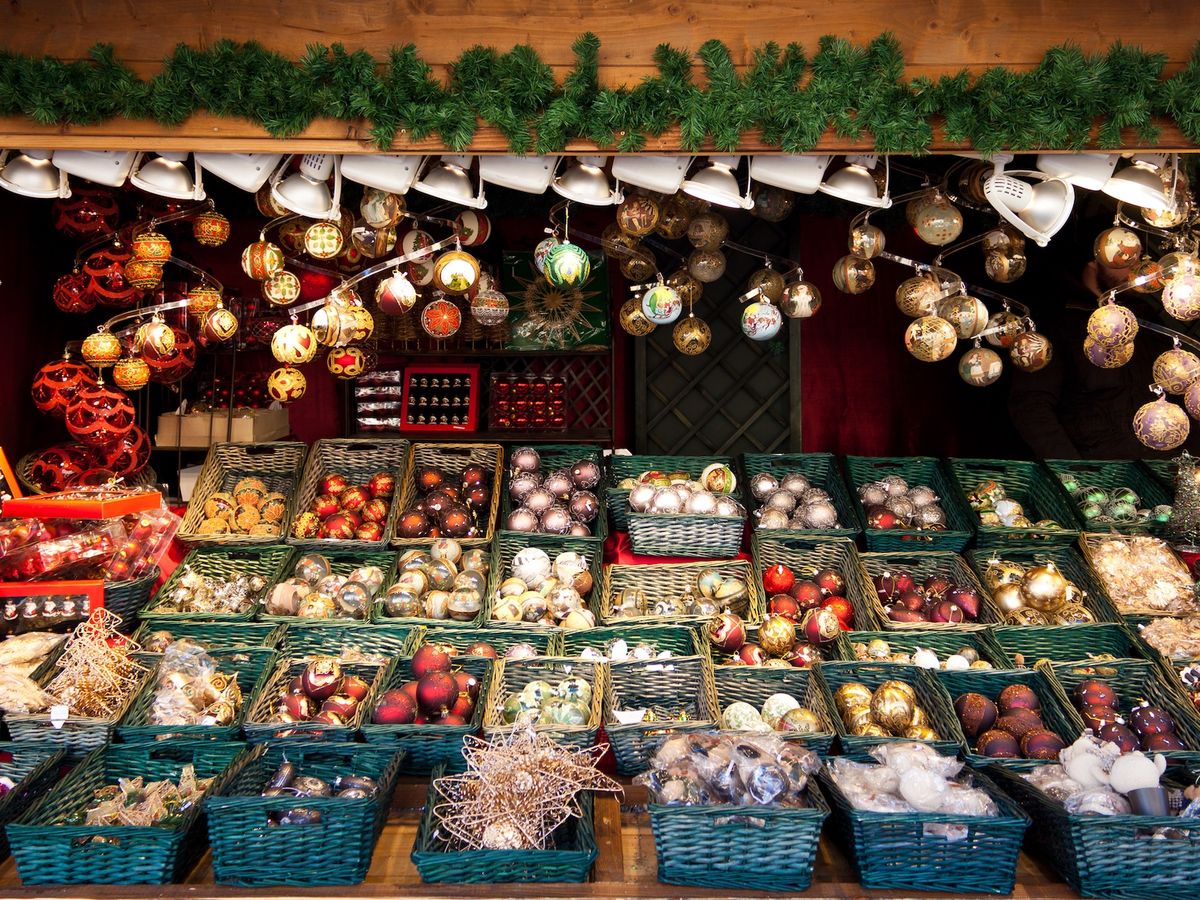 Handmade Christmas Ornaments at Holiday Market Stall