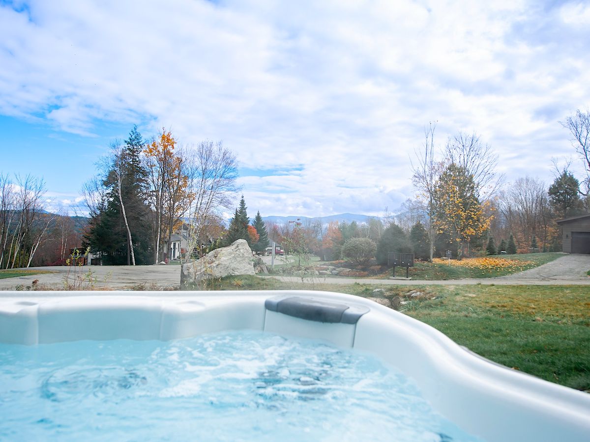 Mountain Views From Hot Tub At A Luxury Stowe Vermont Vacation Rental