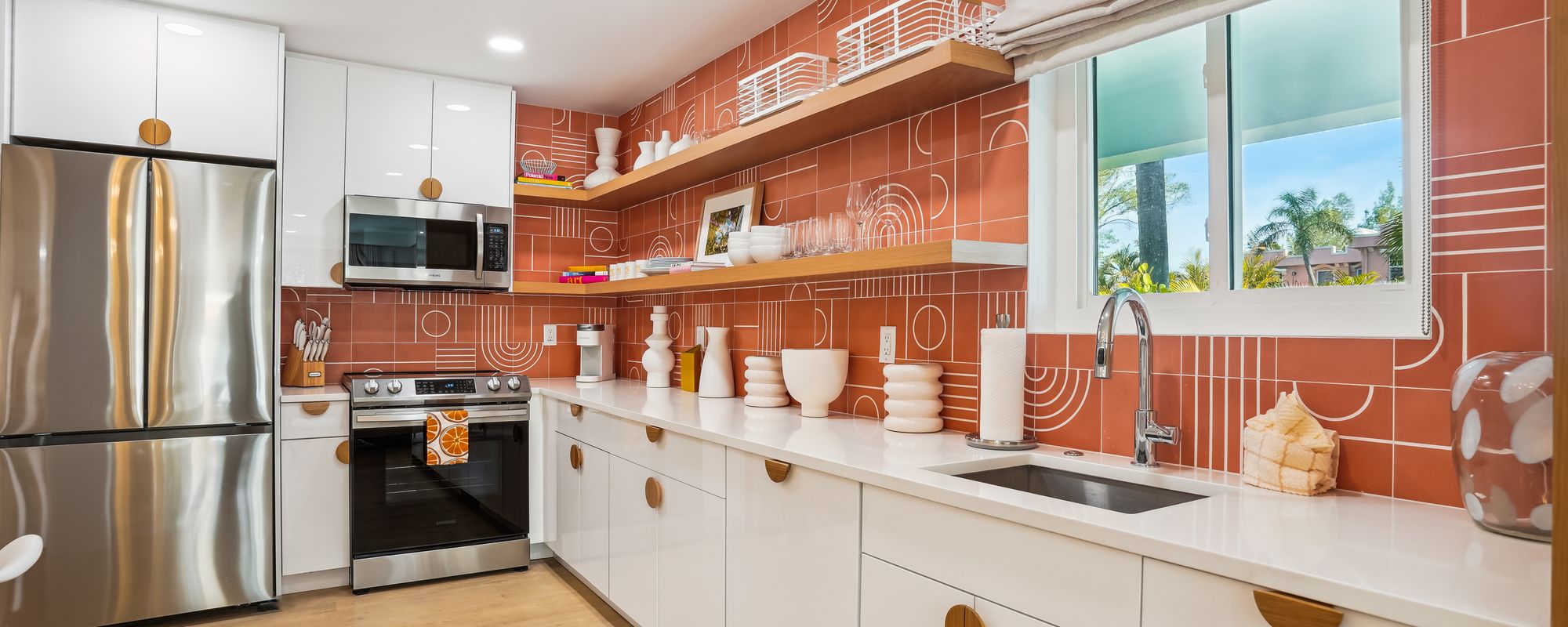 Modern airy kitchen at an Anna Maria Island vacation rental.