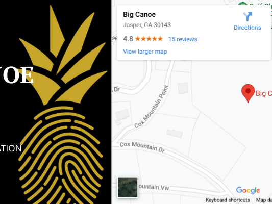 A map of Big Canoe, Georgia with its zip code