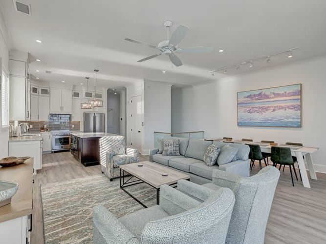 This spacious home has room for the whole crew and then some. With sweeping marsh views and private docks, it’s the dream spot for large families and reunions near the beach.