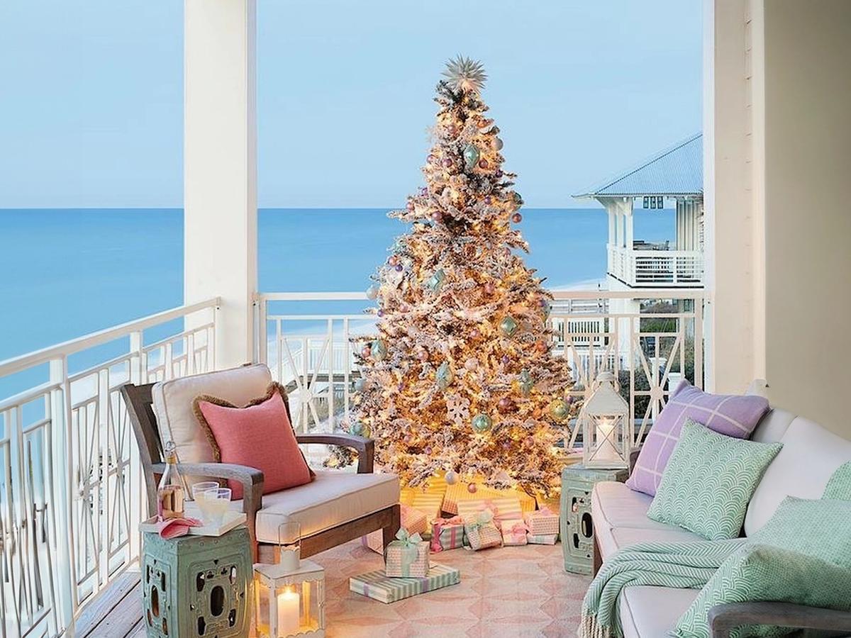 30A Florida Luxury Vacation Rental Ocean View Deck with Christmas Tree