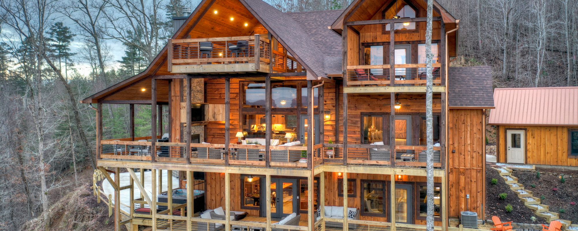 Exterior of luxury vacation rental in Blue Ridge