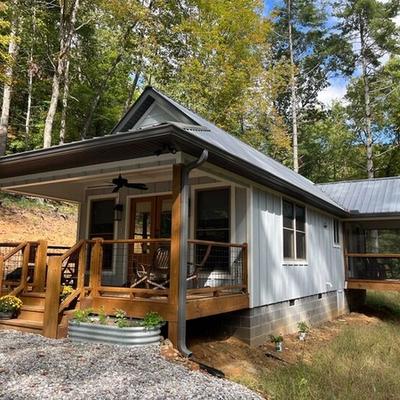 Exterior view of a cabin rental in Suches, GA.