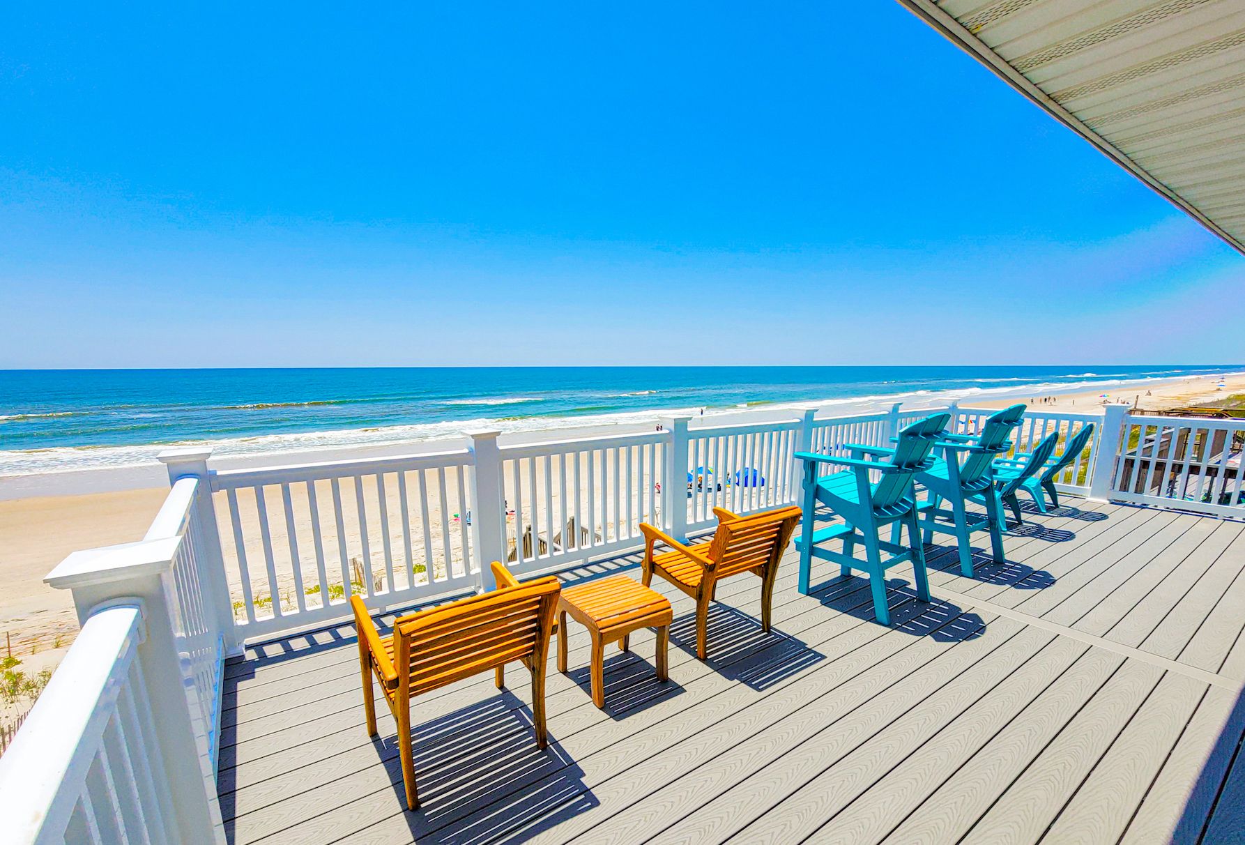 View of Ocean and beach from the deck of a luxury North Topsail Island vacation rental
