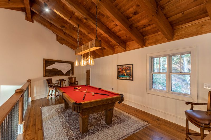 Pool table and game room in NC High Country vacation rental