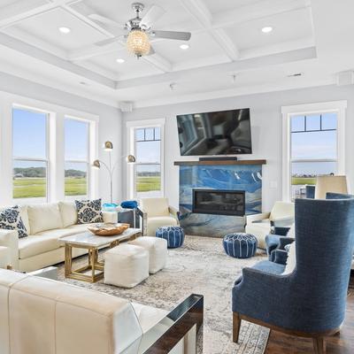 Living room with marsh views at Duneside Rendezvous.