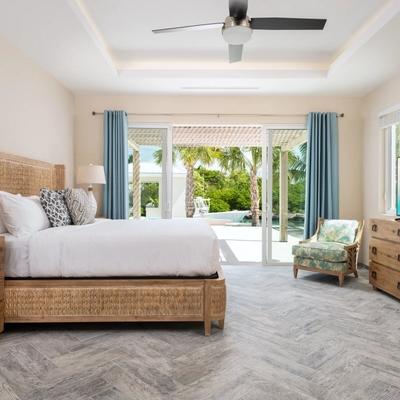 Primary bedroom in a Turks and Caicos vacation rental.