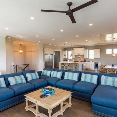 Open layout living space in an Isle of Palms vacation rental.