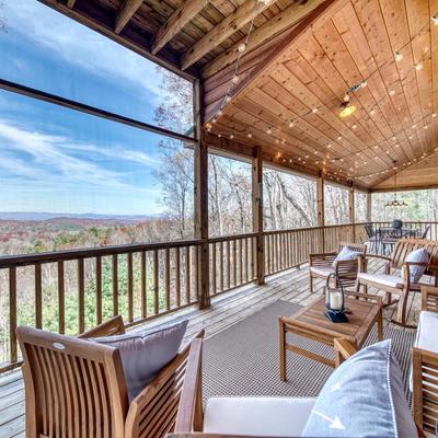 Outdoor living space at a Suches, GA vacation rental.