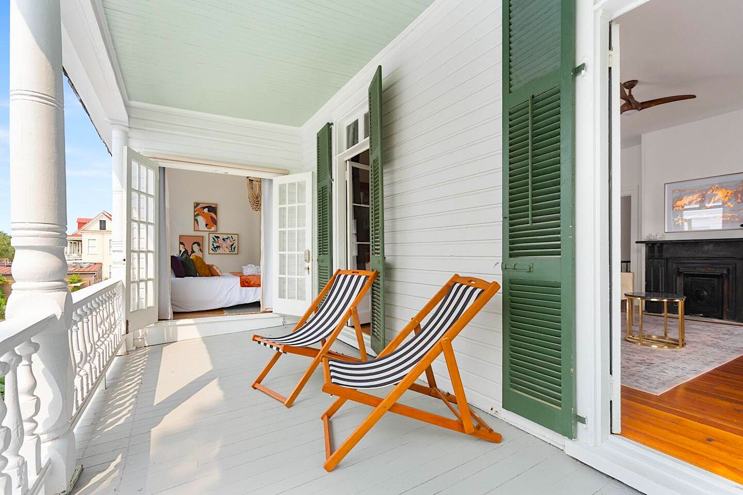Balcony with Chairs Outside Main Bedroom at Luxury Charleston Vacation Rental
