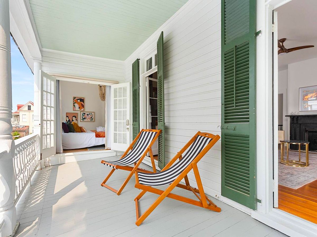 Balcony with Chairs Outside Main Bedroom at Luxury Charleston Vacation Rental
