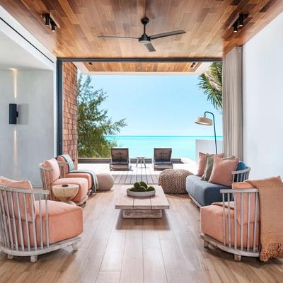 Living room with an ocean view.