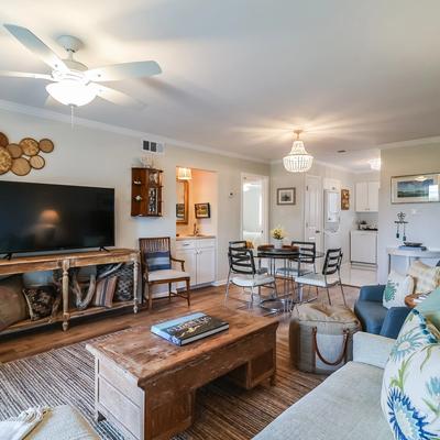 Interior living space of a Tybee Island condo rental.