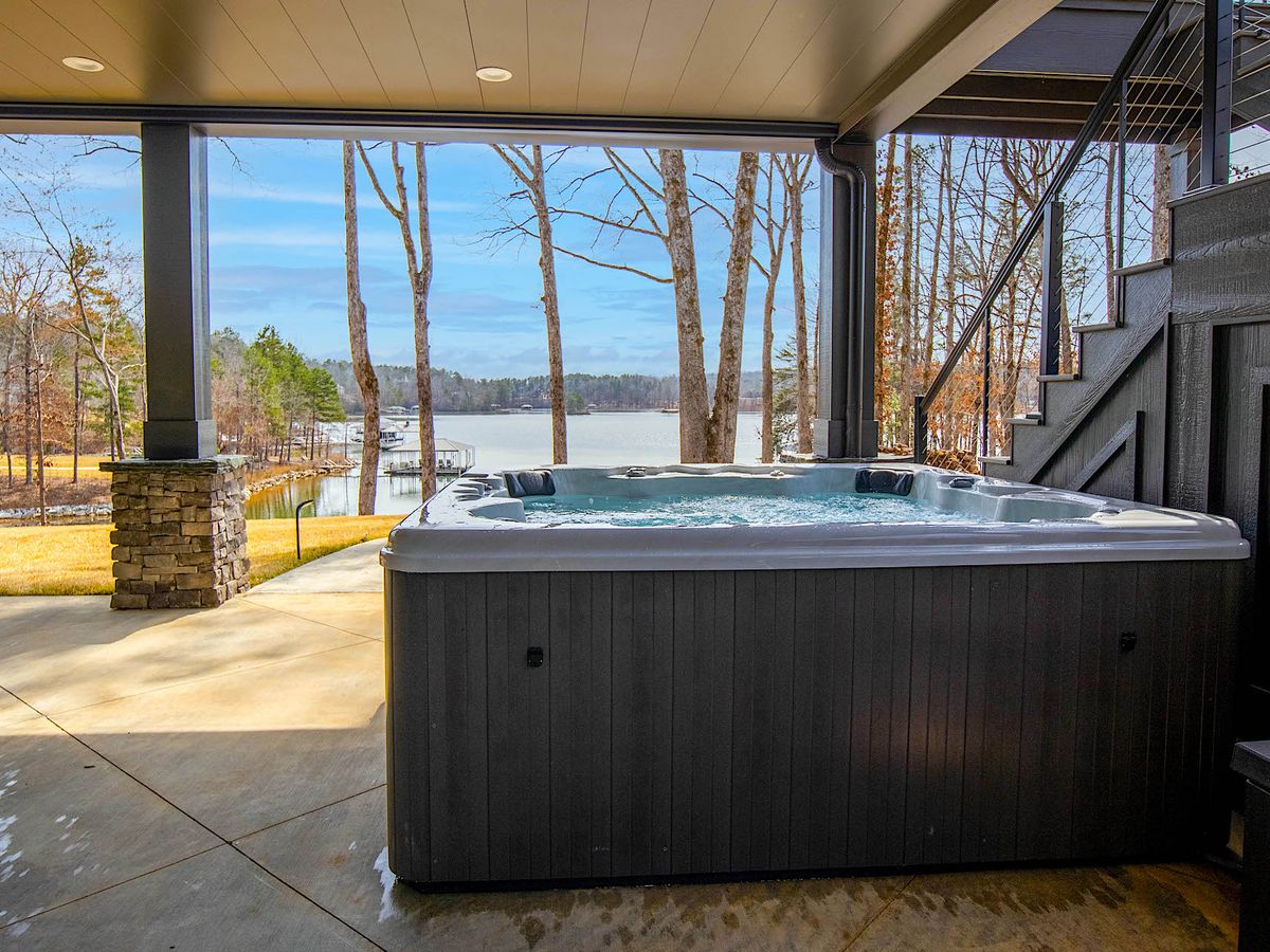 Hot Tub With Views of Lake Keowee At Luxury Clemson Vacation Rental