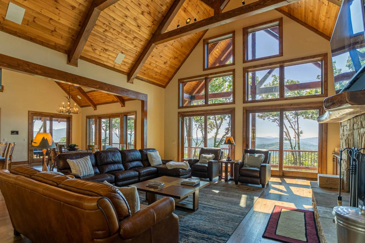 Living room with mountain views.