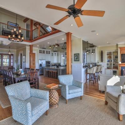 Open floor plan in a Folly Beach vacation rental. 