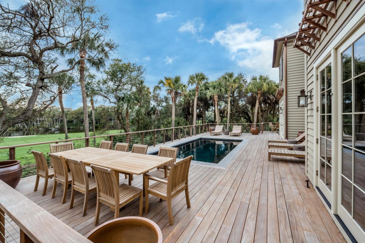 Private pool and outdoor space at a Kiawah Island vacation rental.