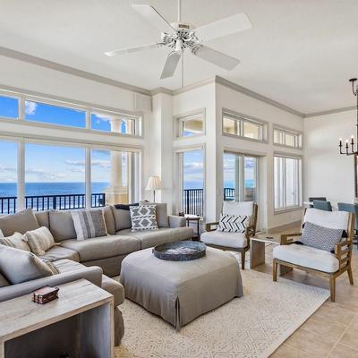 Living Room With Panoramic Ocean Views At Luxury Amelia Island Condo Rental