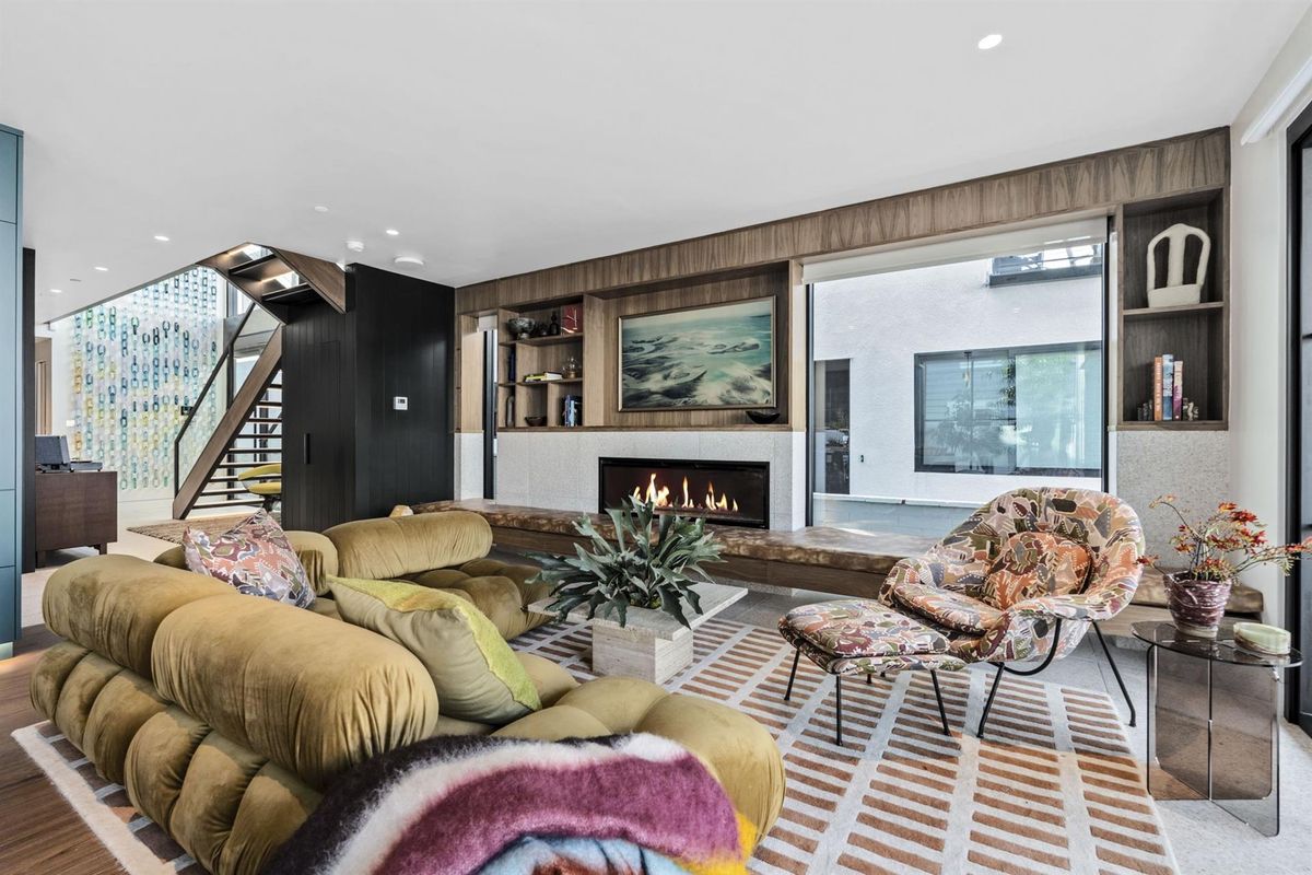 Living room with fireplace