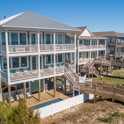 Exterior view of an oceanfront Holden Beach vacation rental.