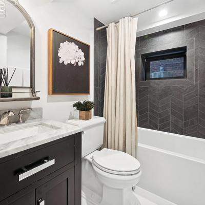 Modern bathroom in a D.C. vacation rental.