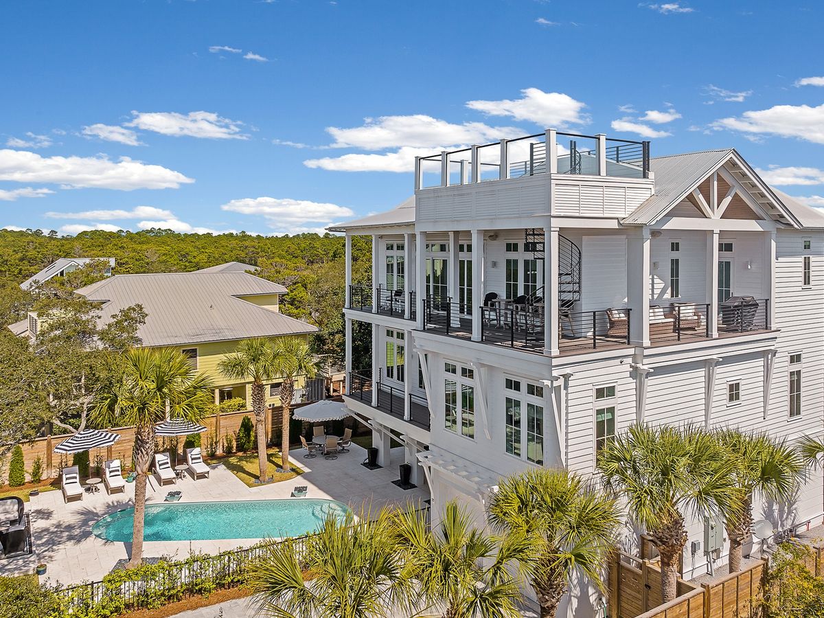 Aerial View of Luxury 30A Vacation Rental with Private Pool