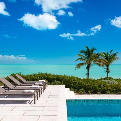 Oceanfront pool at a Turks and Caicos vacation rental.