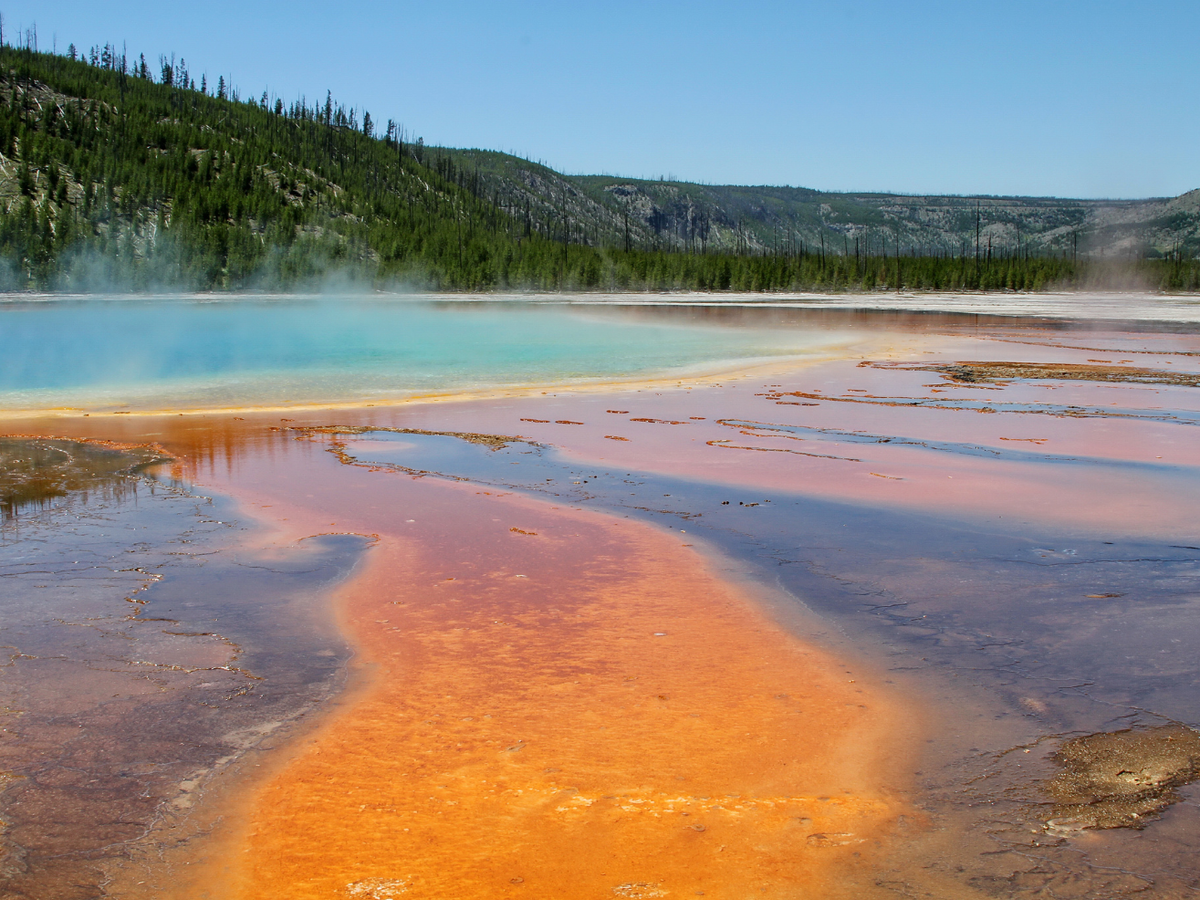 Close in View of Colorful Geyser in Yellowstone National Park