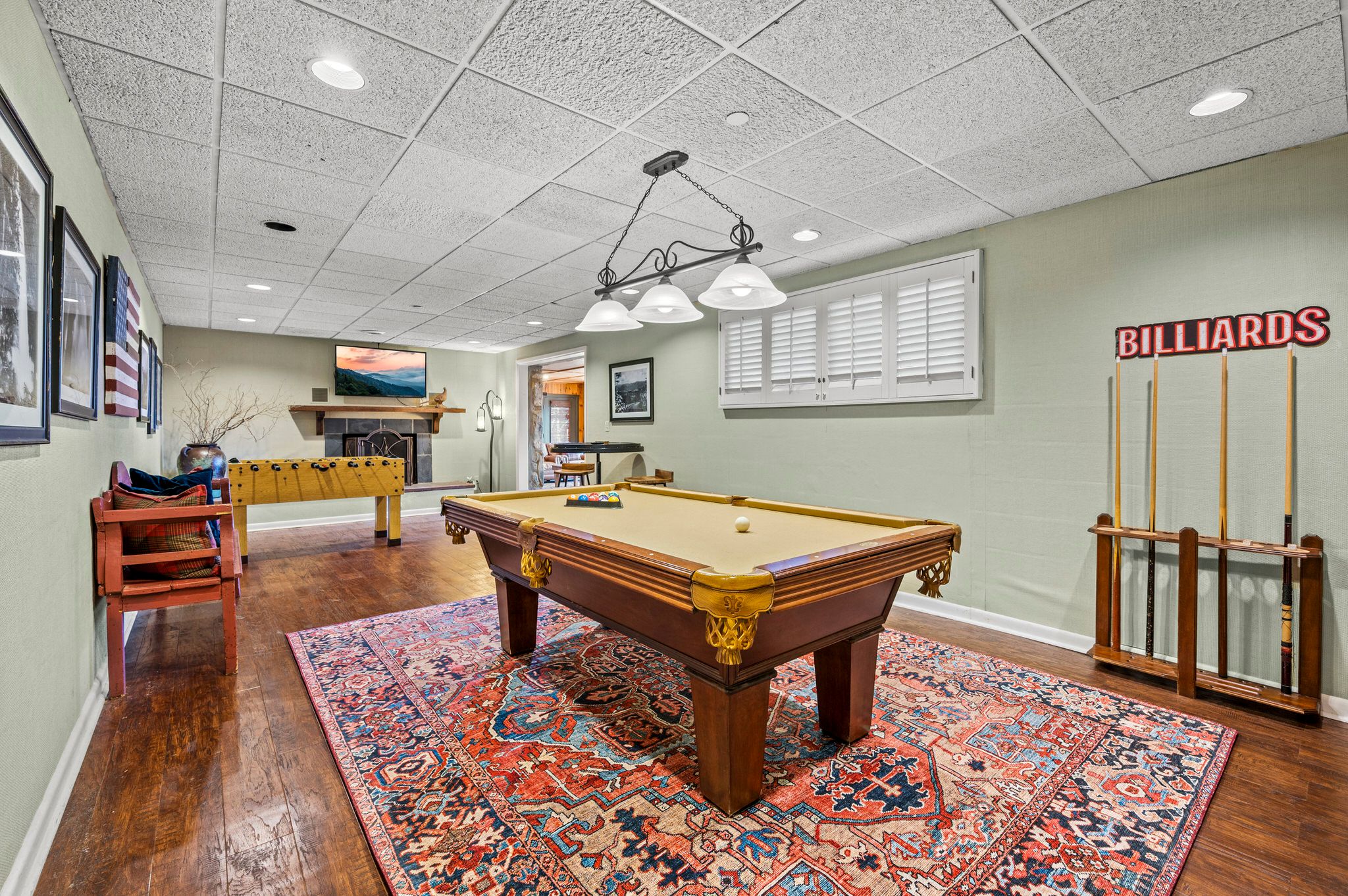 Game Room in Luxury Gatlinburg Cabin Rental with Pool Table and Foosball