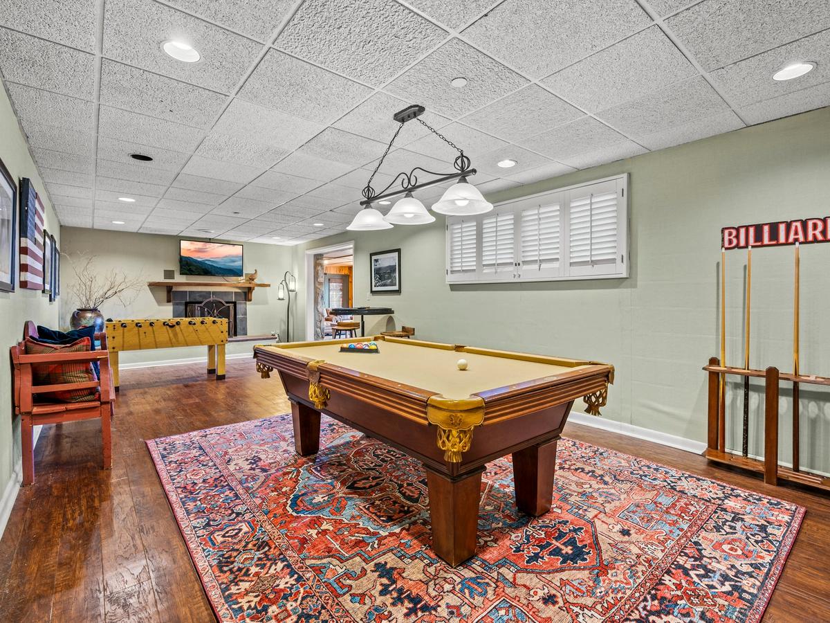 Game Room in Luxury Gatlinburg Cabin Rental with Pool Table and Foosball