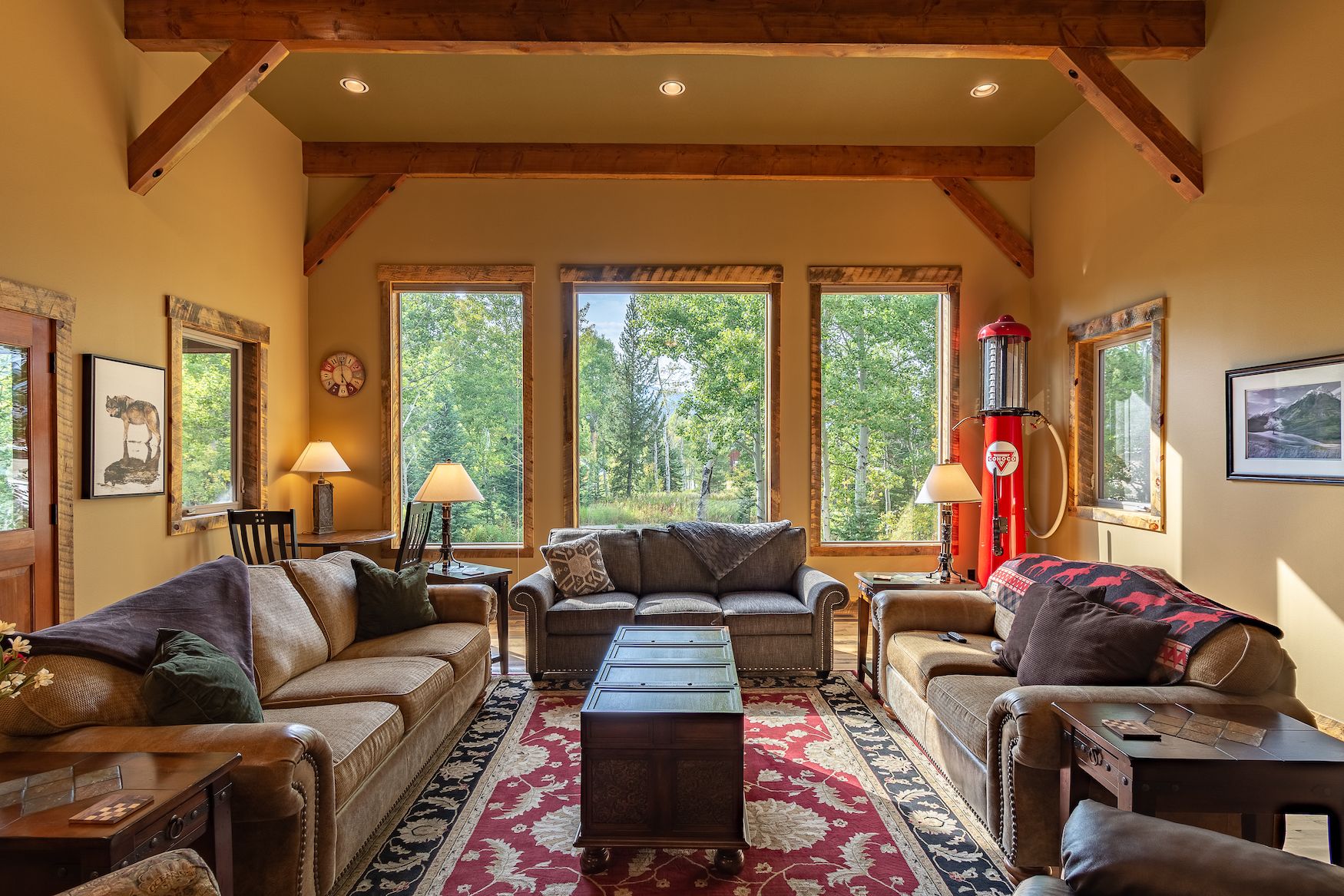 View of Living Room in Luxury West Yellowstone Vacation Rental