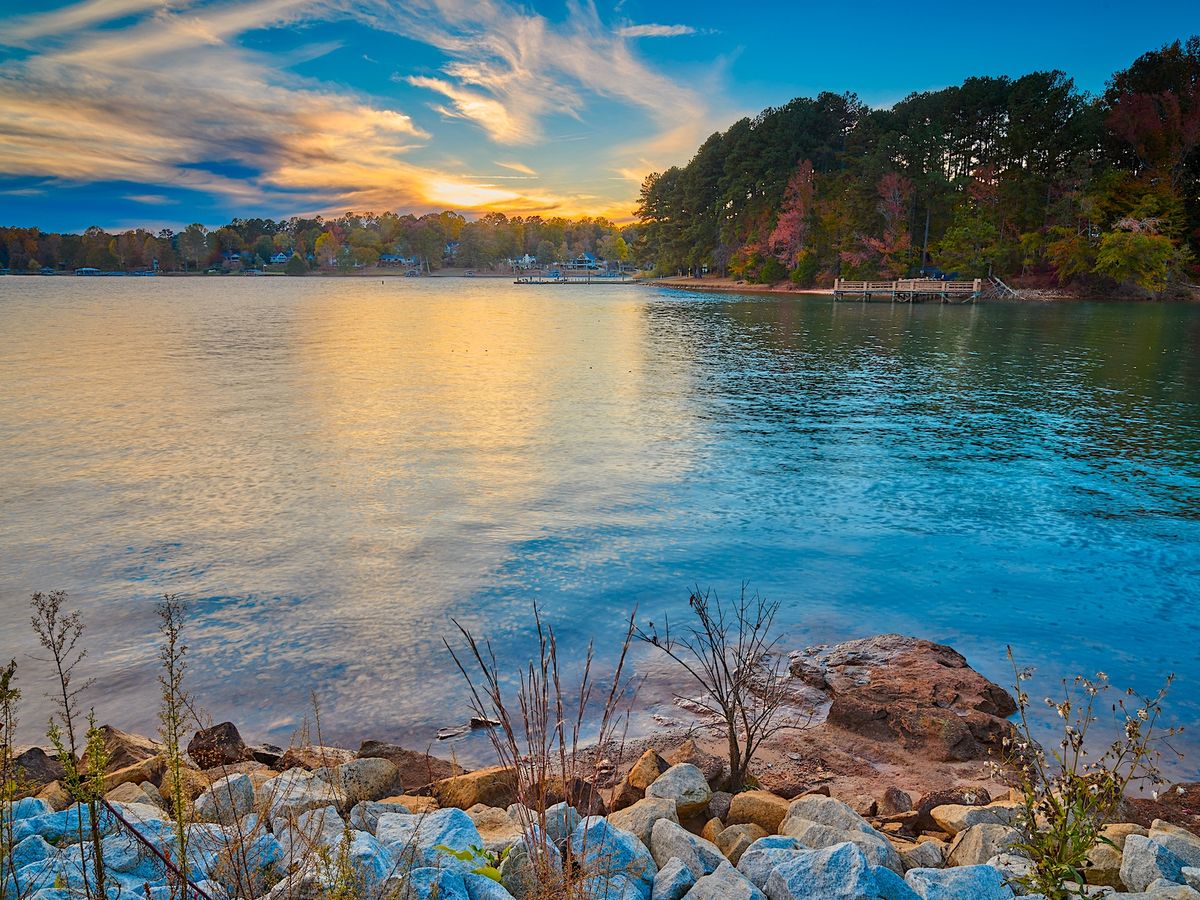 View of Lake Keowee in South Carolina At Sunset