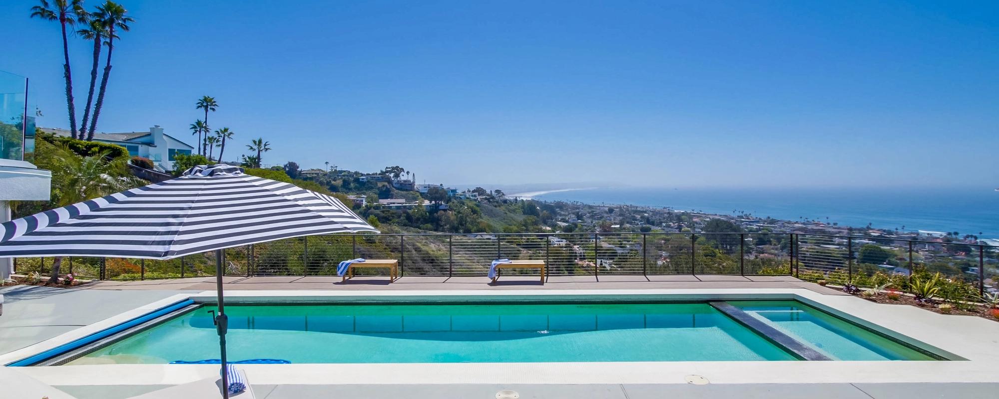 Ocean views from the pool at San Diego vacation rental