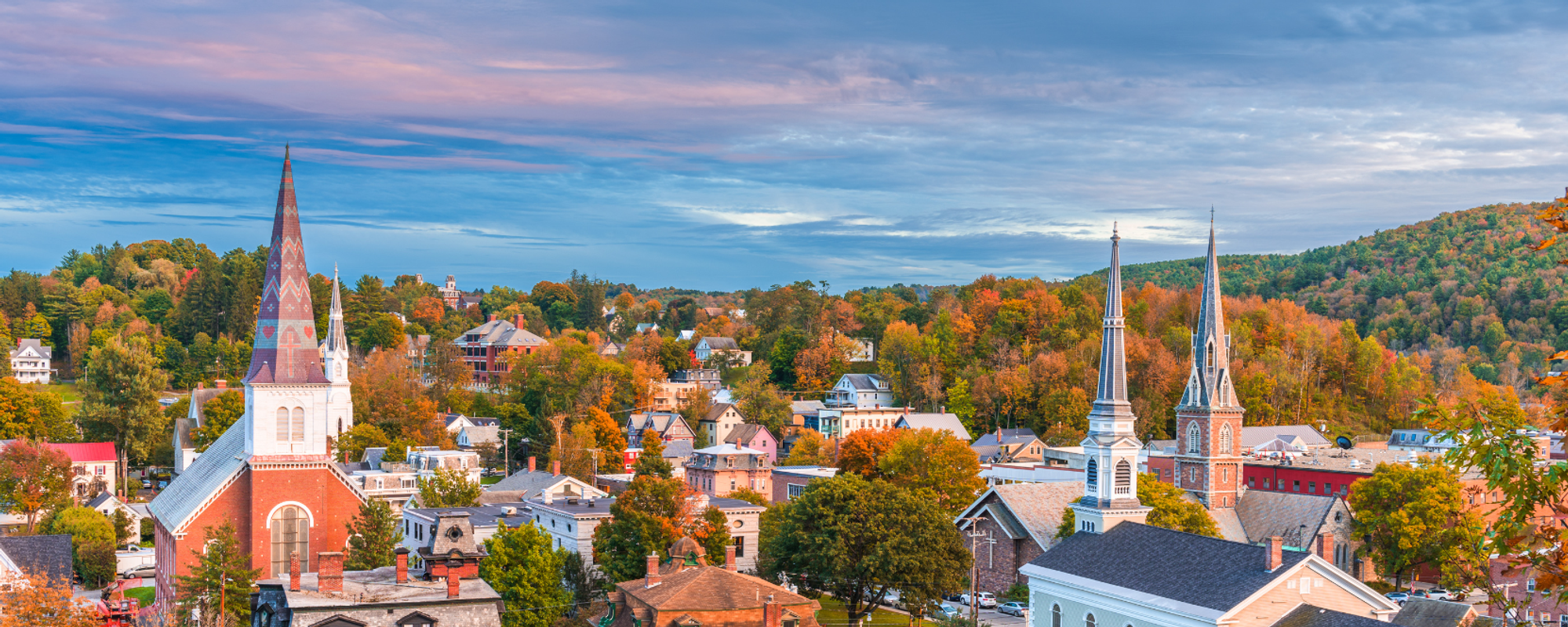 Aerial View of Stowe Vermont in the Fall