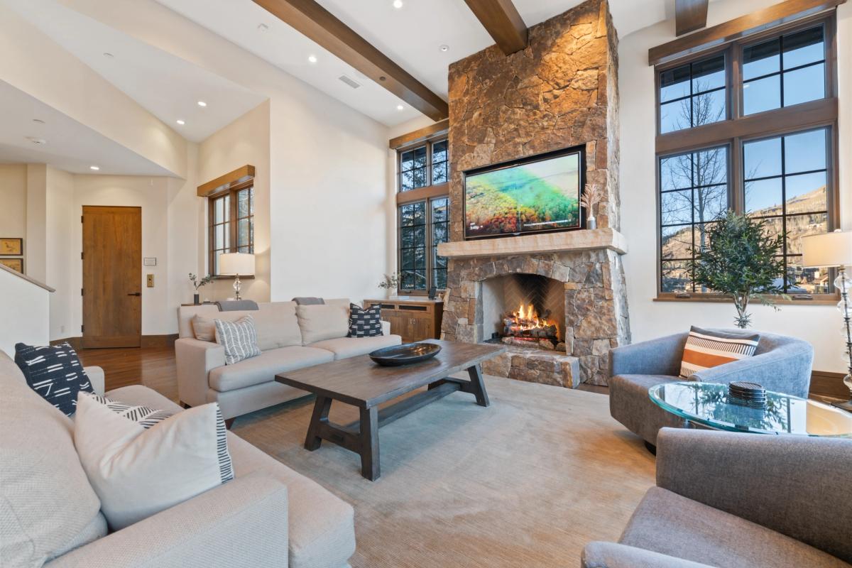 Living room in a Vail vacation rental.