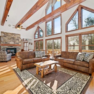 Bright interior in a Pocono Mountain vacation rental.