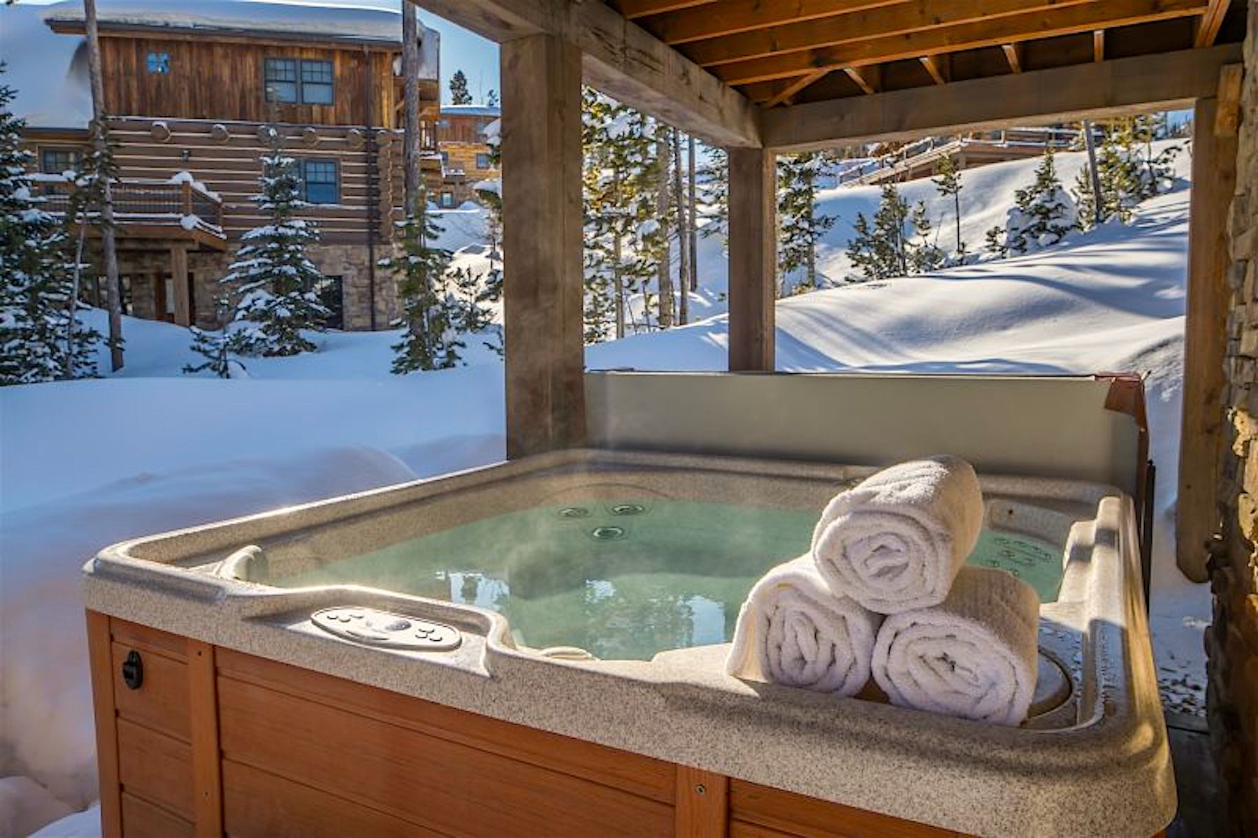 Hot Tub on Ski Slope in Luxury Big Sky Montana Vacation Rental