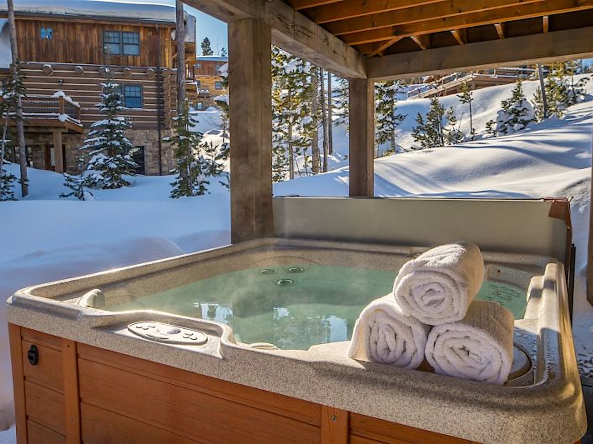 Hot Tub on Ski Slope in Luxury Big Sky Montana Vacation Rental