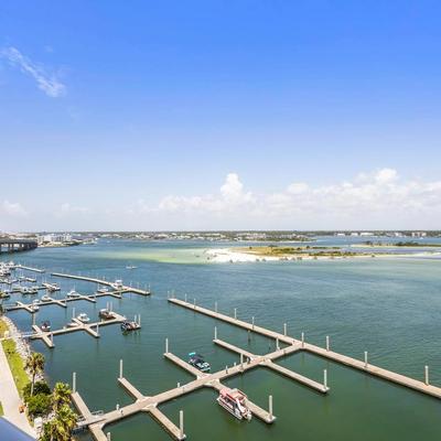 View of docks from an Orange Beach vacation rental.